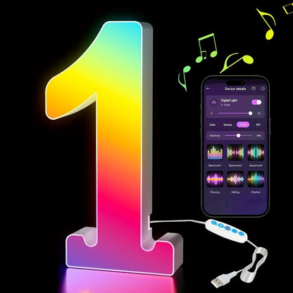 LED Letter Lights Music Sync – Colorful Flashing Marquee Alphabet Lights for Room Decor, Party, Bedroom, Festival & Camping