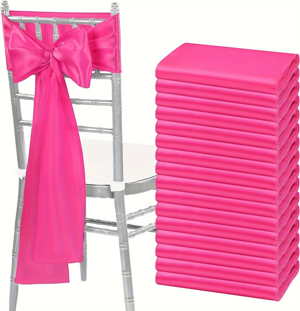 100pcs Satin Chair Sashes Bows for Wedding Banquet Party Event Decoration, 13 Colors, 18×275cm