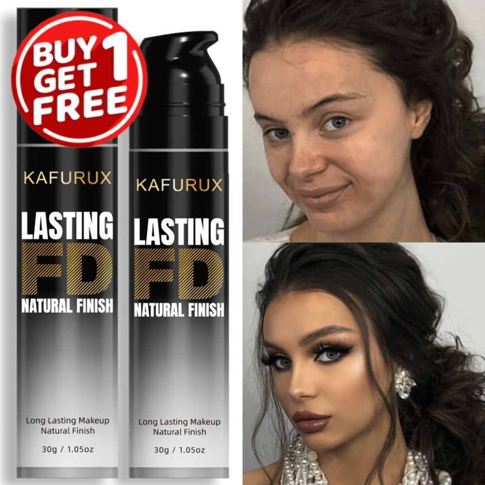 KAFURUX Liquid Foundation Two-Bottle Set with Pump Dispensers and Eight Matching Shade Pairs