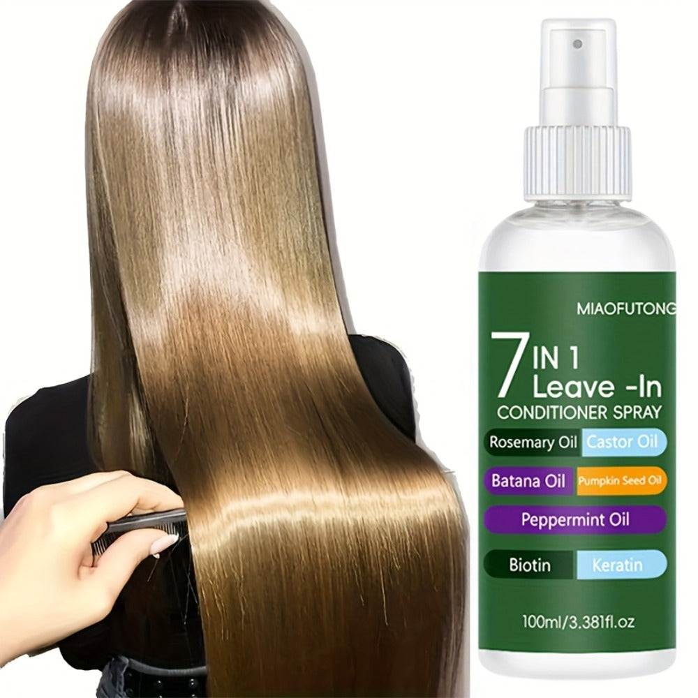 Leave-In Conditioning Spray 7-in-1 Argan Oil Rosemary Biotin Keratin Collagen - Heat for Bath Time, Home Spa and Personal Care