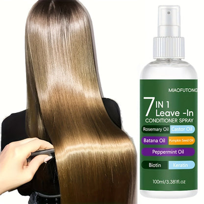 Leave-In Conditioning Spray 7-in-1 Argan Oil Rosemary Biotin Keratin Collagen - Heat for Bath Time, Home Spa and Personal Care