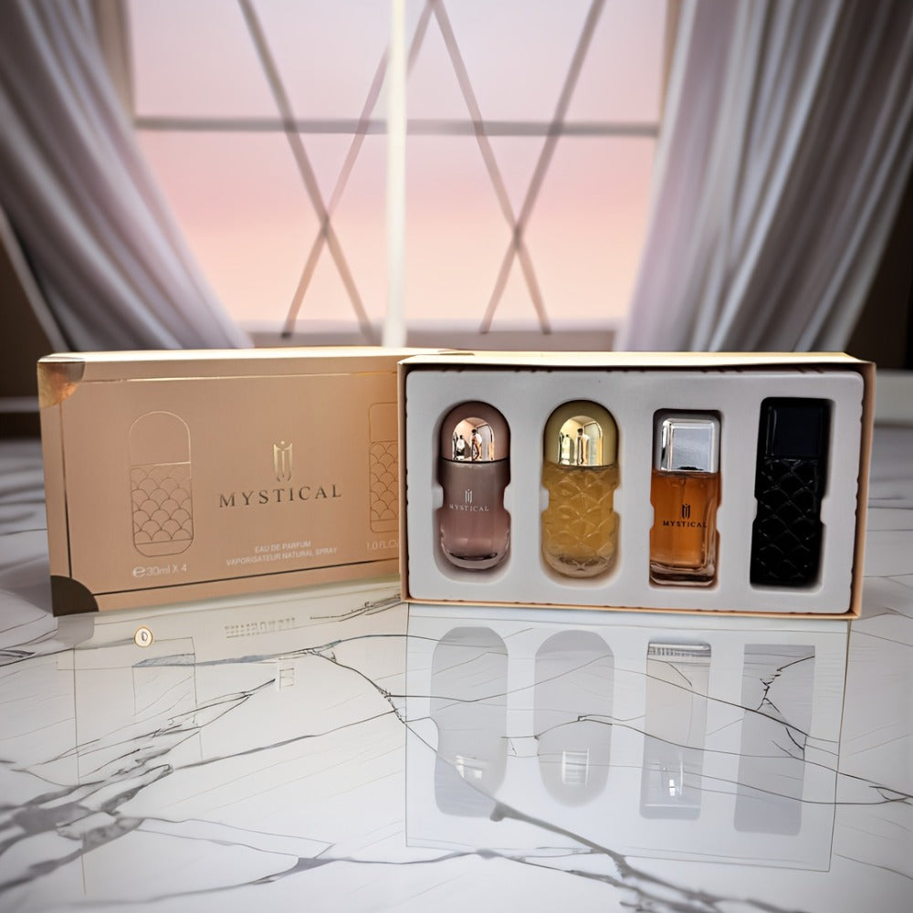 Perfume Gift Set for Women 4 Pieces – Mini Travel Fragrance Set Long Lasting, Unisex Cologne Spray Portable Gift Box for Mother's Day