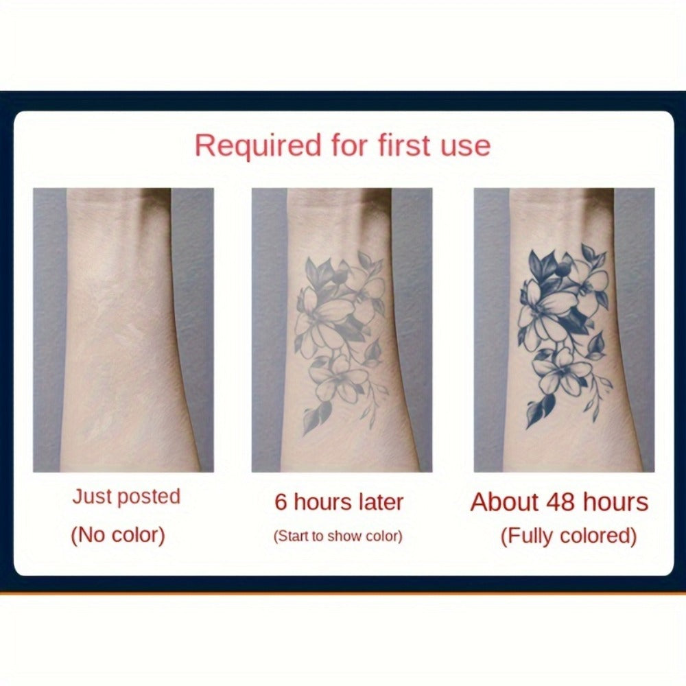 Temporary Tattoos, 6-Sheet Black Compass, Wings and Anchor Set with Large Body Art Designs