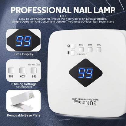 Rechargeable UV LED Nail Lamp 30 Beads, Professional Gel Nail Curing Light Cordless with 3 Timer Settings