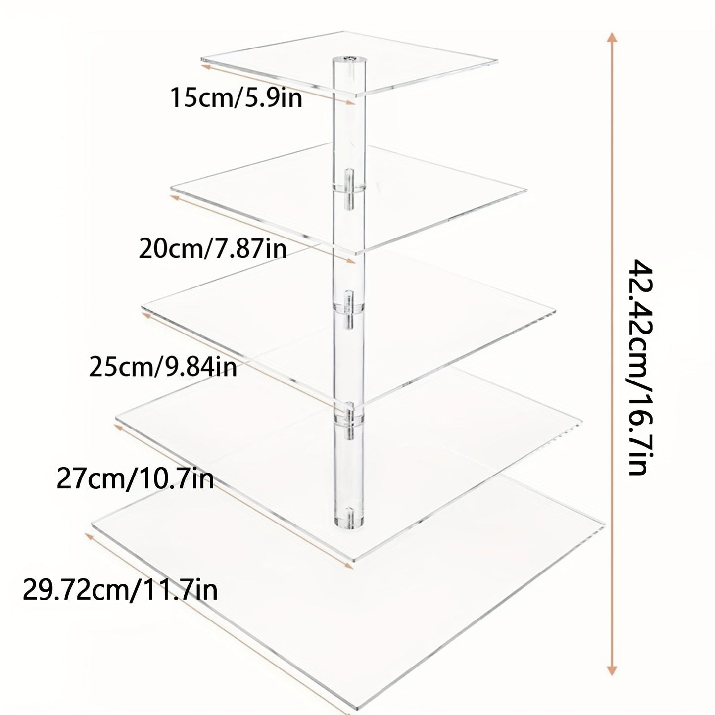 5-Tier Acrylic Cupcake Stand with LED String Lights for Entryways, Bedrooms and Living Spaces