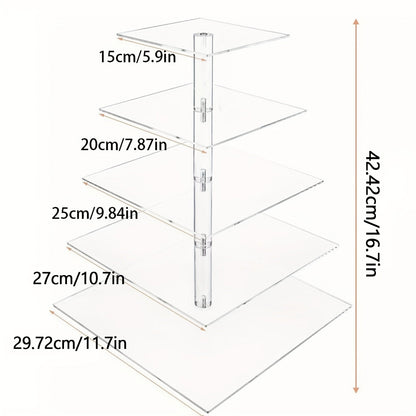 5-Tier Acrylic Cupcake Stand with LED String Lights for Entryways, Bedrooms and Living Spaces