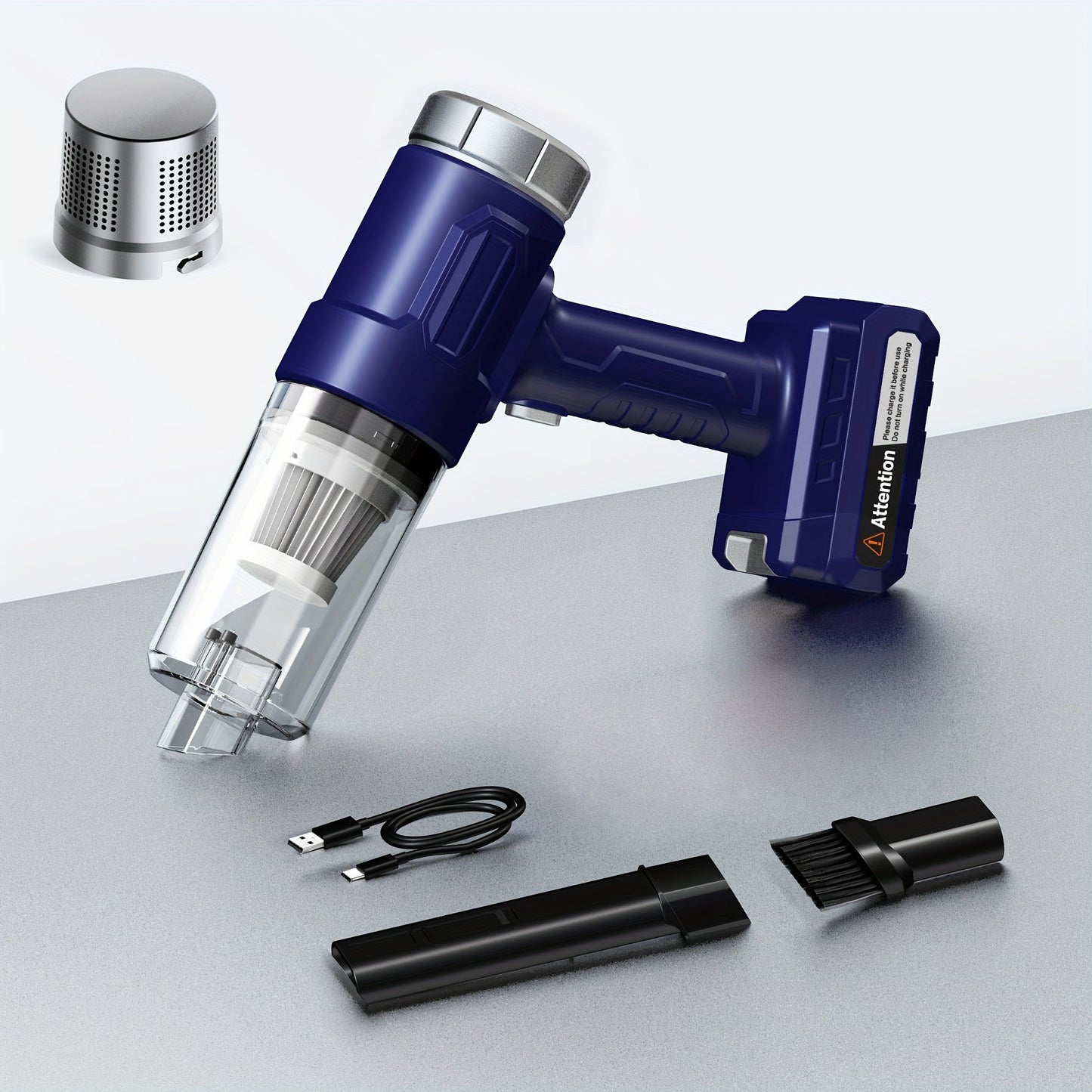 Handheld Vacuum Cleaner with 4KPa Suction, USB Charging, Crevice Tool and Three Color Options