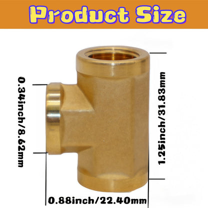 Brass Forged Pipe Tee Fittings NPT Female Threaded – 3-Way T-Shape Connector Couplings, for Home Plumbing Maintenance and Repair