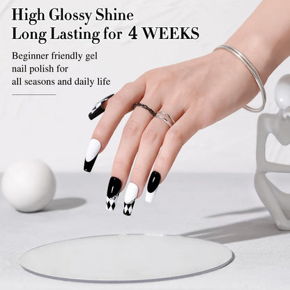 Gel Nail Polish in 16ml Deep Black for Solid Color, Stamping, French Tips and Chrome Base for Nail Art