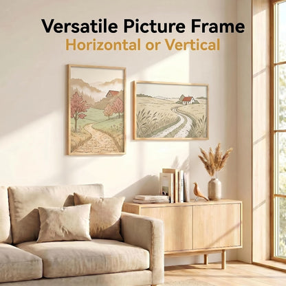Three-Piece 16 x 24-Inch Poster Frame Set in Black, Golden or Natural Finish for Vertical or Horizontal Walls