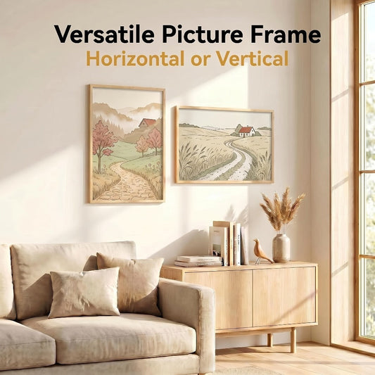 Three-Piece 16 x 24-Inch Poster Frame Set in Black, Golden or Natural Finish for Vertical or Horizontal Walls