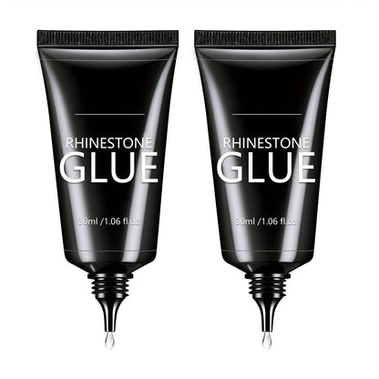 Nail Glue for Rhinestones 2pcs, LED Cured Gel Adhesive for 3D Charms, Gems & Bling Nail Art Decorations