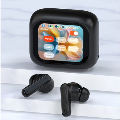 Touchscreen ANC Wireless Earbuds Full-Color Display, Noise Cancelling In-Ear with Charging Case for Sports Gaming Business