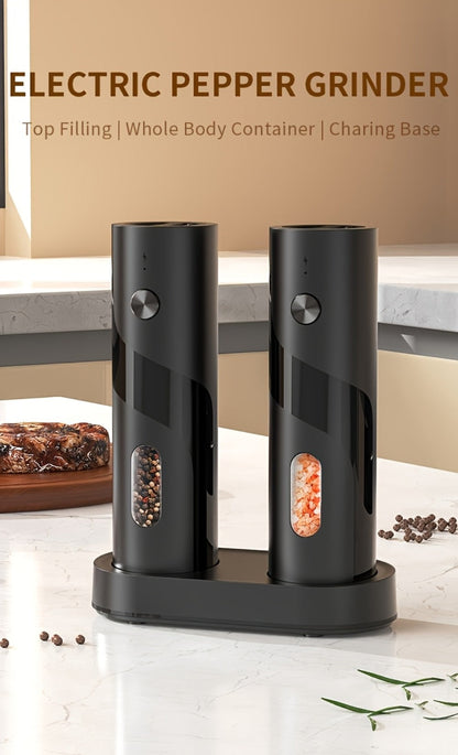 Electric Salt and Pepper Grinder Set with LED Light, Rechargeable Salt Pepper Mill, Adjustable Coarseness 3.72oz Large
