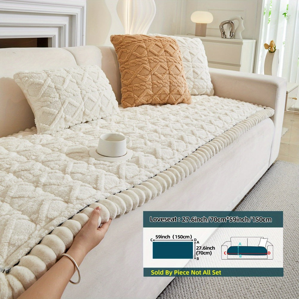 Sofa Cover Bohemian Quilted Shu Velveteen Panels with Ruffles and Design in Five Colors with Model-Specific Size and Color Options