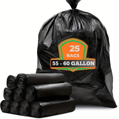 65 Gallon Trash Bags, Extra Large Black Garbage Bags Tear-Resistant Thickened, 25 & 50 Count for Yard Waste
