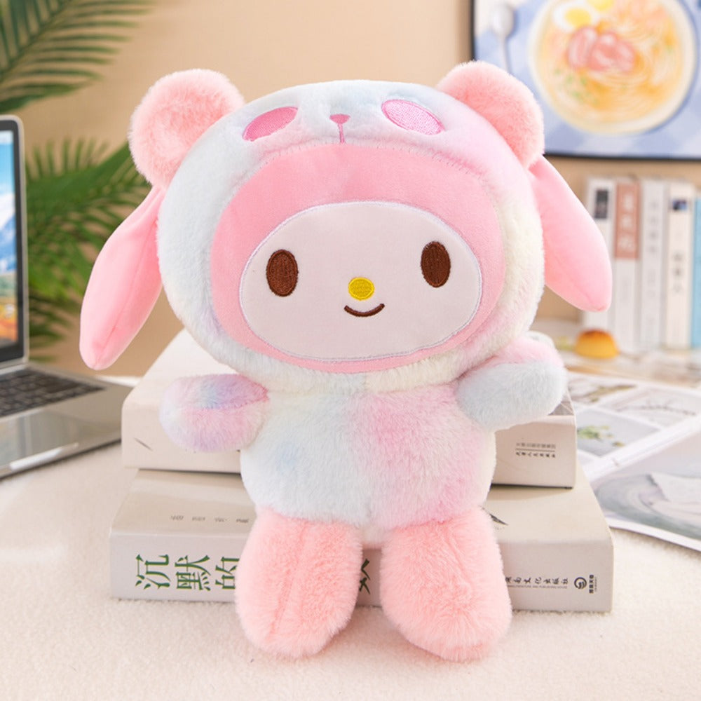 Sanrio Tie Dye Plush Set of 5, Kawaii Hello Kitty Kuromi My Melody Cinnamoroll Gudetama Stuffed Animals