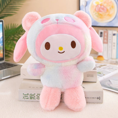 Sanrio Tie Dye Plush Set of 5, Kawaii Hello Kitty Kuromi My Melody Cinnamoroll Gudetama Stuffed Animals