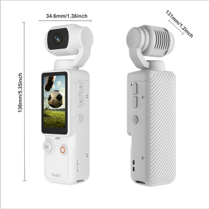 W&O 4K-Labeled Pocket Action Camera with 180-Degree Rotating Lens, 1.9-Inch Screen and 2000mAh Battery Marking