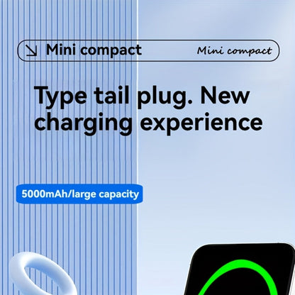 Power Bank 5000mAh Mini with Rotating 2-in-1 Lightning/USB-C Plug and Battery Indicator in Black or Pink