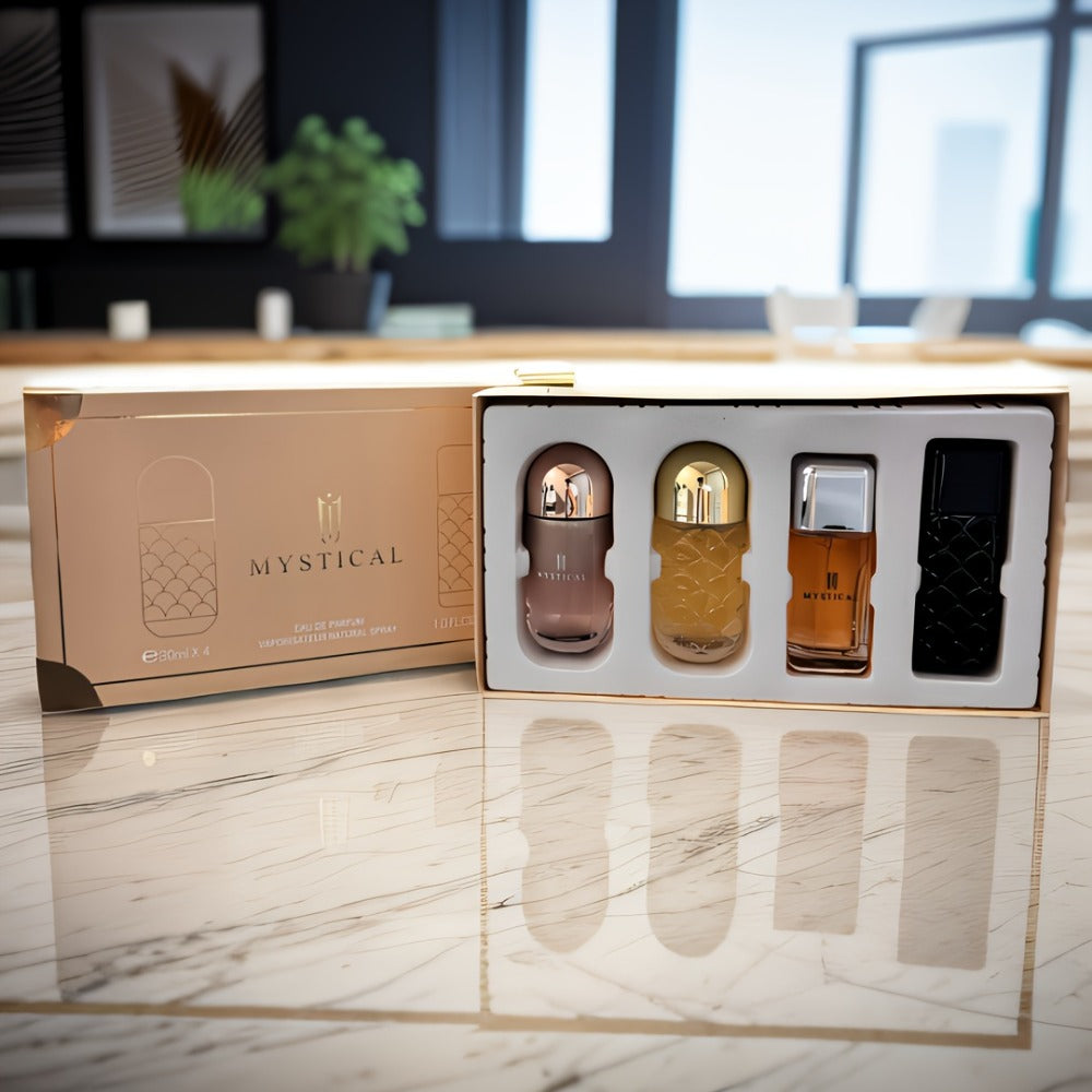 Women's Perfume Gift Set 4 Piece Travel Size Spray Kit – MYSTICAL Long Lasting Fresh Floral Scent Unisex Fragrance for Her Birthday