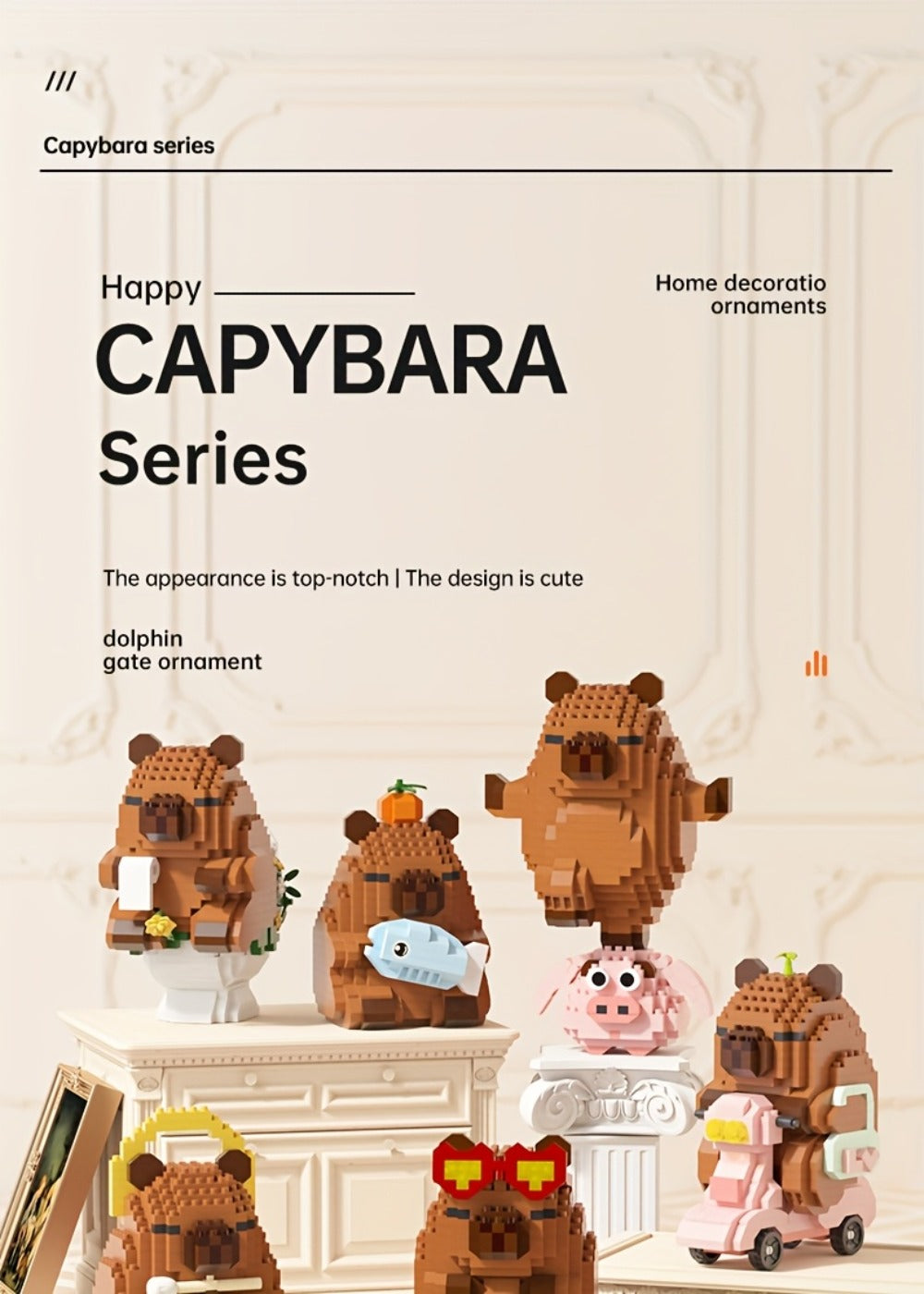Capybara Micro Brick Building Set 562pcs Collector Edition – Miniature DIY Assembly Desk Decor Stress Relief Toy for Kids Teens Adults