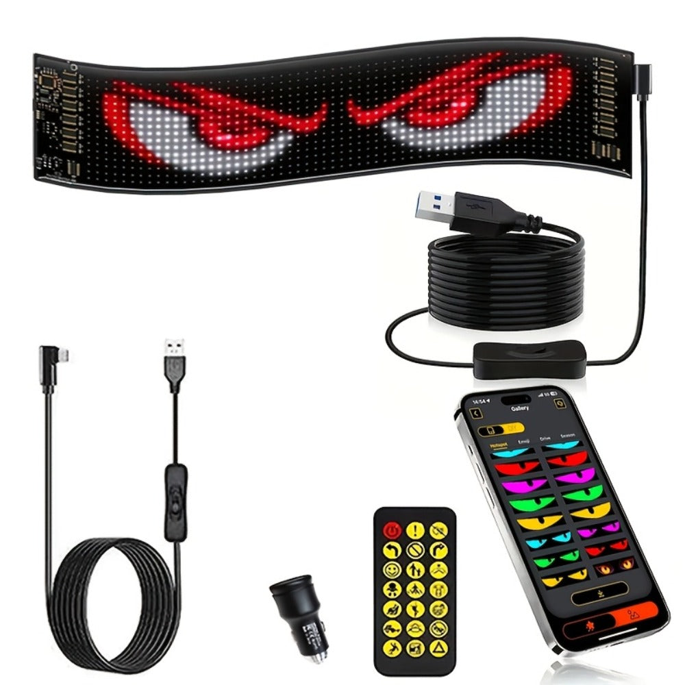 Flexible LED Display Screen Programmable Text & Animation, App & Remote Control, High-Definition RGB Matrix Panel for Any Curved Surface