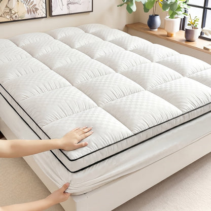 Quilted Mattress Pad Soft Mattress Protector | Machine Washable 500GSM 100% Polyester Deep Pocket 8-12 Inch Fitted Bed Cover Twin Full Queen