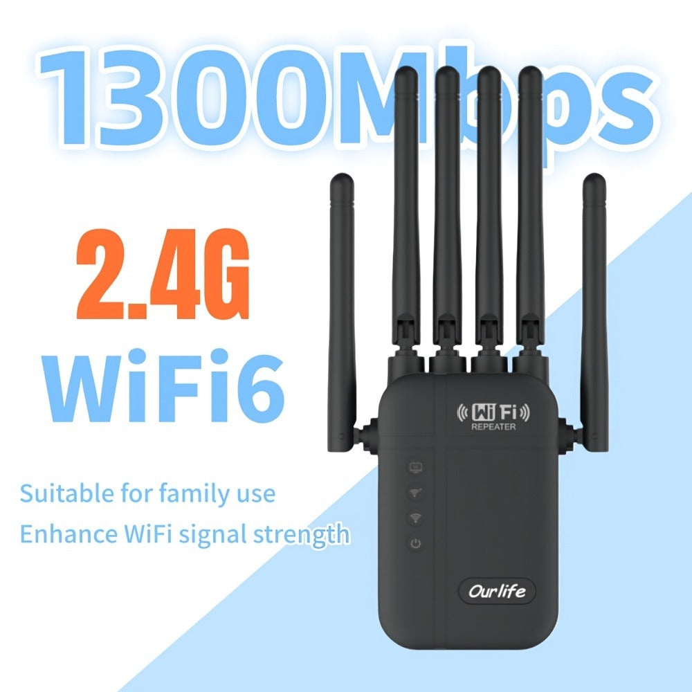 AC1200 WiFi Signal Booster 1200Mbps Dual Band 2-Pack, WiFi Extender Repeater 2.4GHz & 5GHz, Up to 10000 Sq Ft Whole Home Coverage