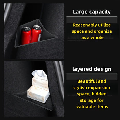 Car Trunk Organizer Side Storage Boxes for Tesla Model Y Juniper 2025 with Left/Right Black TPE Bins and Lids