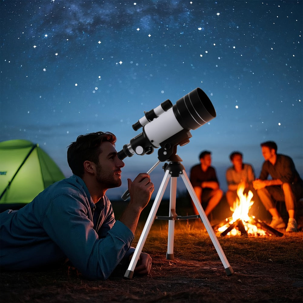Monocular Telescope 150X with 3 Eyepieces, 70mm Aperture & Tripod – Portable Astronomical Refractor with Phone Holder & Barlow Lens