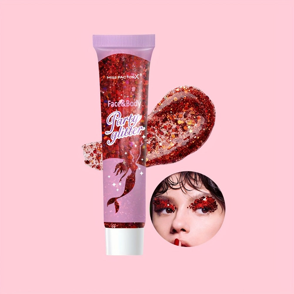 Face Body Glitter Gel Set 30 Pieces – Colorful Shapes Mermaid Sequin Stars Hearts, Transparent Gel Base, Skin-Safe Shimmer Makeup