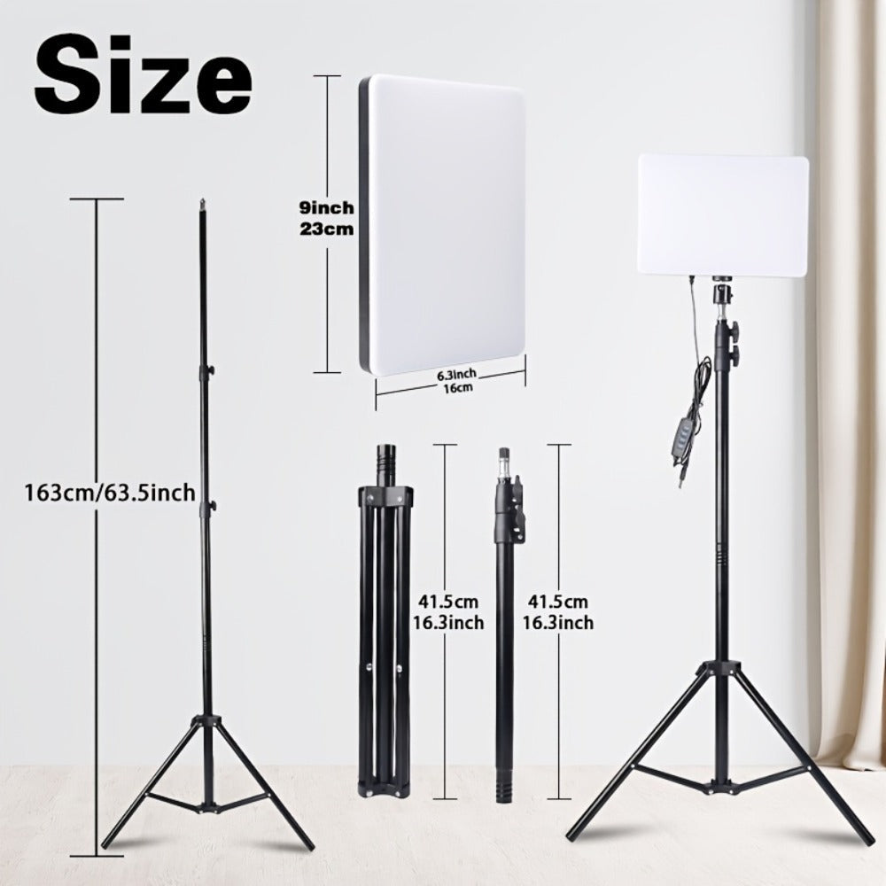 Square LED Ring Light Kit 10 Inch with 63" Adjustable Tripod Stand & Phone Holder for an Everyday Personal Care Routine
