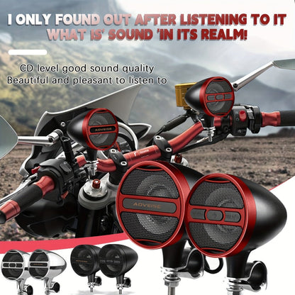 Motorcycle Bluetooth Stereo Speaker System with Built-In Amplifier – 3" Handlebar Mount Speakers, MP3 & USB, 12V, 20W×2 for ATV