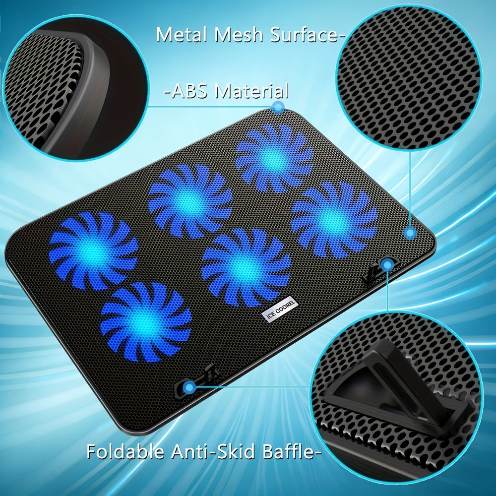 Laptop Cooling Pad ICE COOREL 6 Fans 12-17.3 Inch 5 Adjustable Heights 2 USB Ports RGB Gaming for an Everyday Personal Care Routine