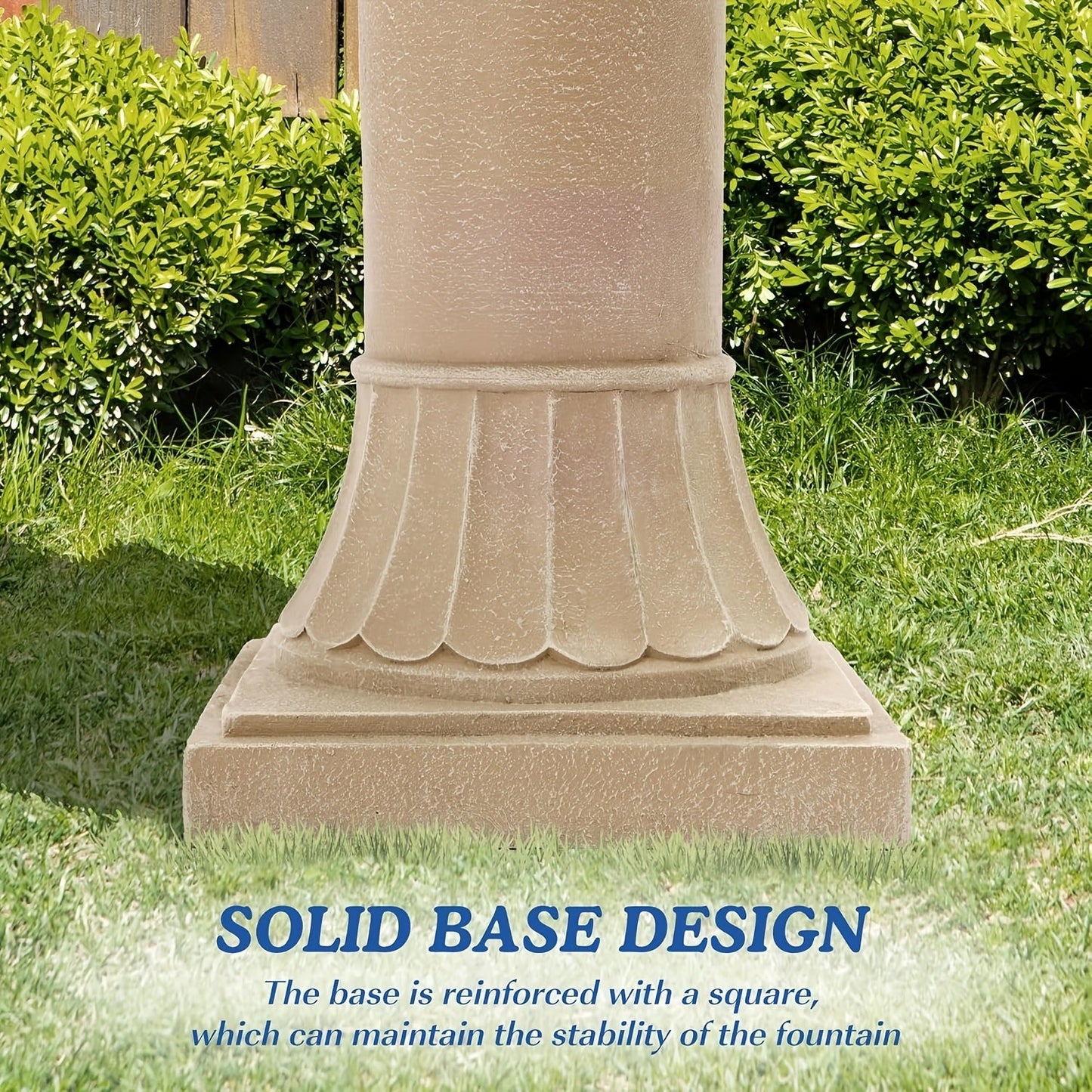 Outdoor Water Fountain 3-Tier 48.4" – Italian Cascading Garden Fountain with Carved Flowers, IPX5 Pump, Large Floor-Standing Resin Bubbler