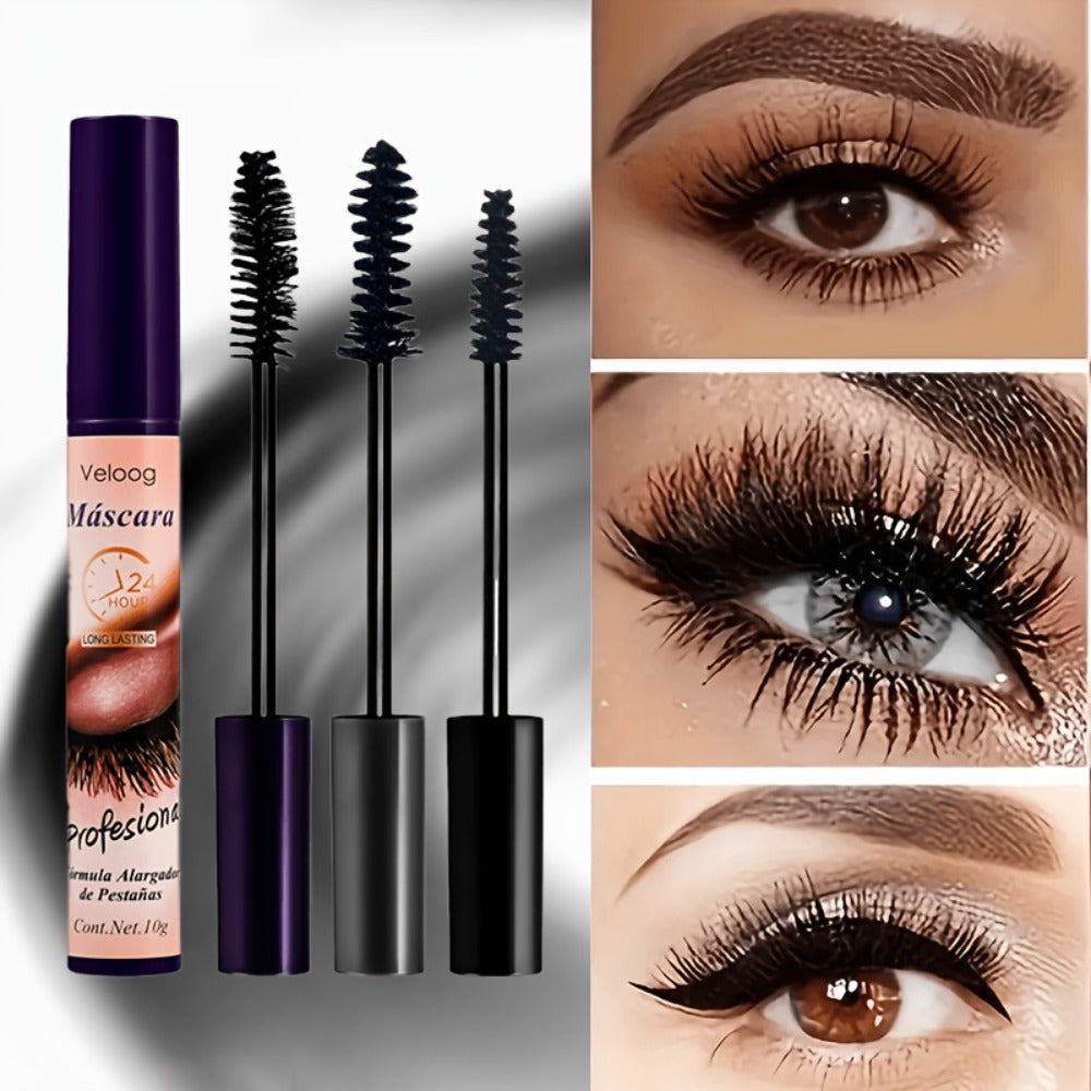Waterproof Mascara Set 3 Piece, Lengthening Volumizing Curling Lash Mascara with Sea Urchin Spiral Conical Brush Heads