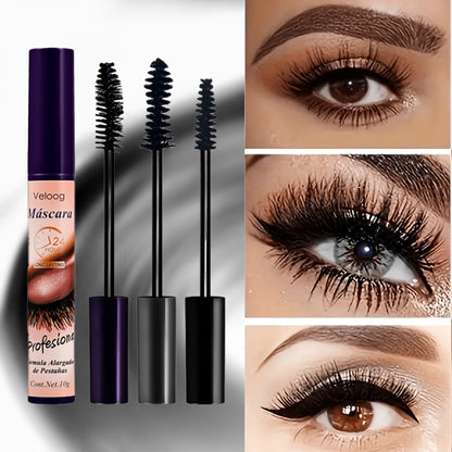 Waterproof Mascara Set 3 Piece, Lengthening Volumizing Curling Lash Mascara with Sea Urchin Spiral Conical Brush Heads