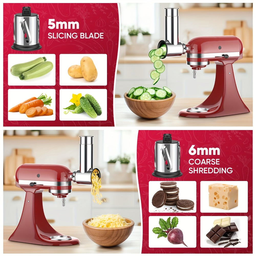 Stainless Steel Slicer Shredder Attachment for Stand Mixers with 4 Blades for Entryways, Bedrooms and Living Spaces