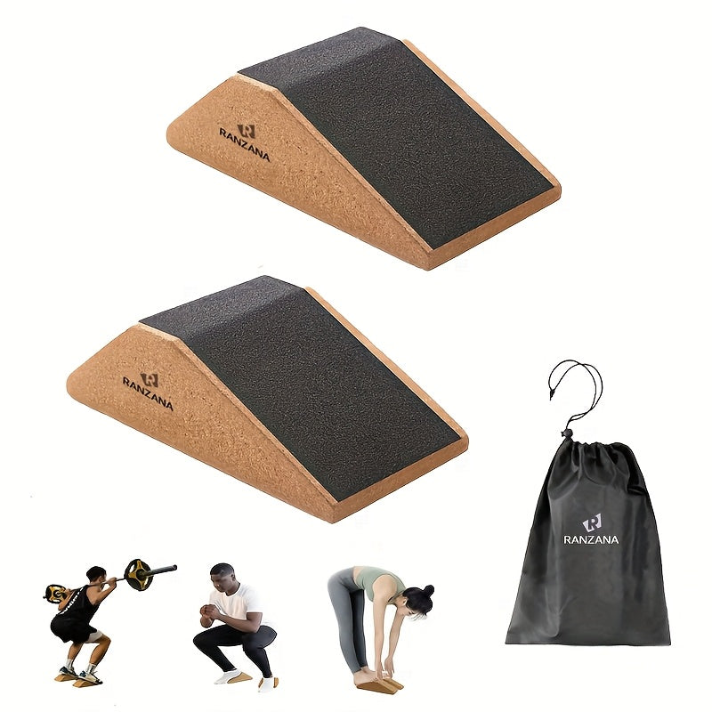 Cork Squat Wedge Blocks 2-Pack – Anti-Slip Pads, 1400 lbs Capacity, Calf Raiser & Yoga Ramp for Weightlifting
