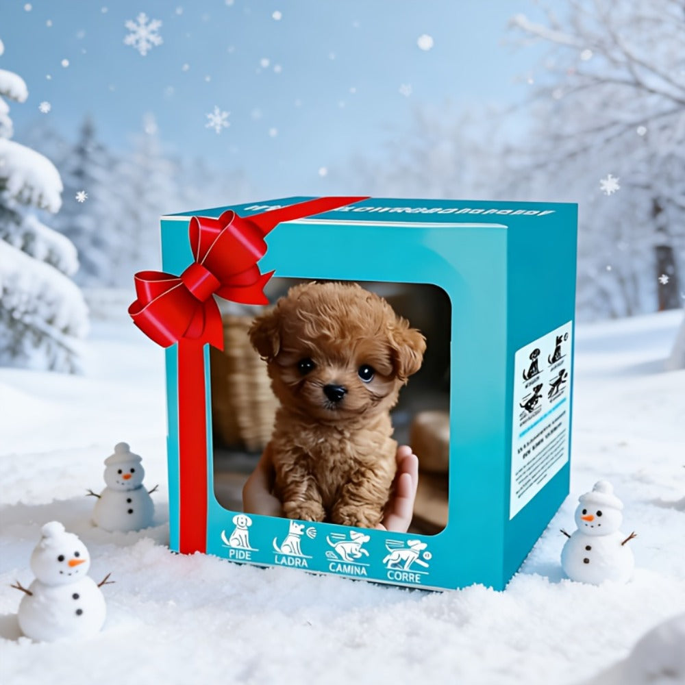 Two-Piece Brown Electronic Plush Puppy Toy Set with Walking and Barking Presentation and Boxed Dogs