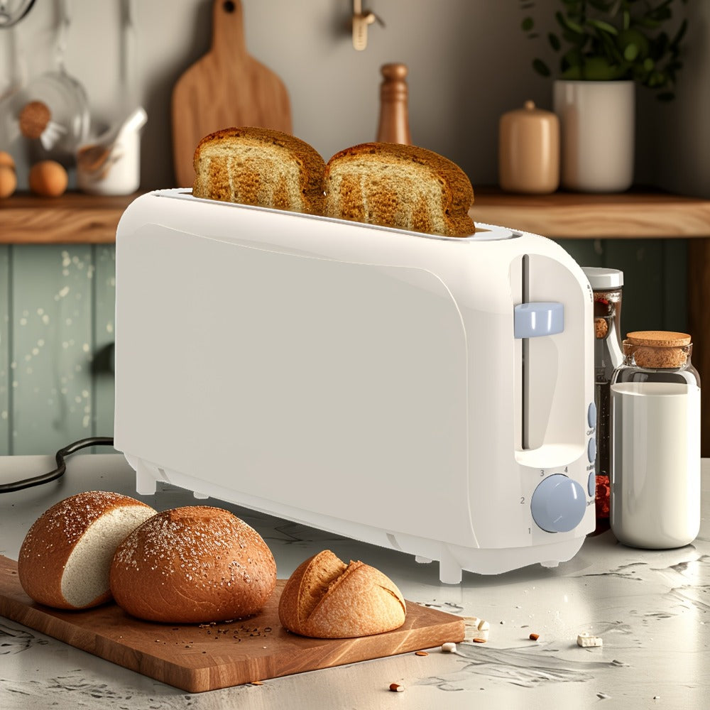 Slim Toaster 2-Slice Long Slot – 1.45" Wide Slot, 6 Shade Settings, Cancel/Reheat/Defrost, 750W, Removable Crumb Tray | 6 Colors