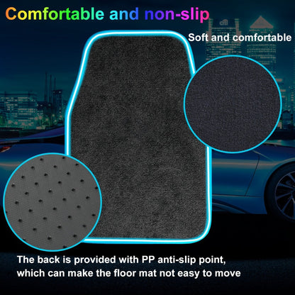 Edge-Lighted Car Floor Mats, Four-Piece Set with App-Controlled RGB Strip and Soft or PU Surface Options
