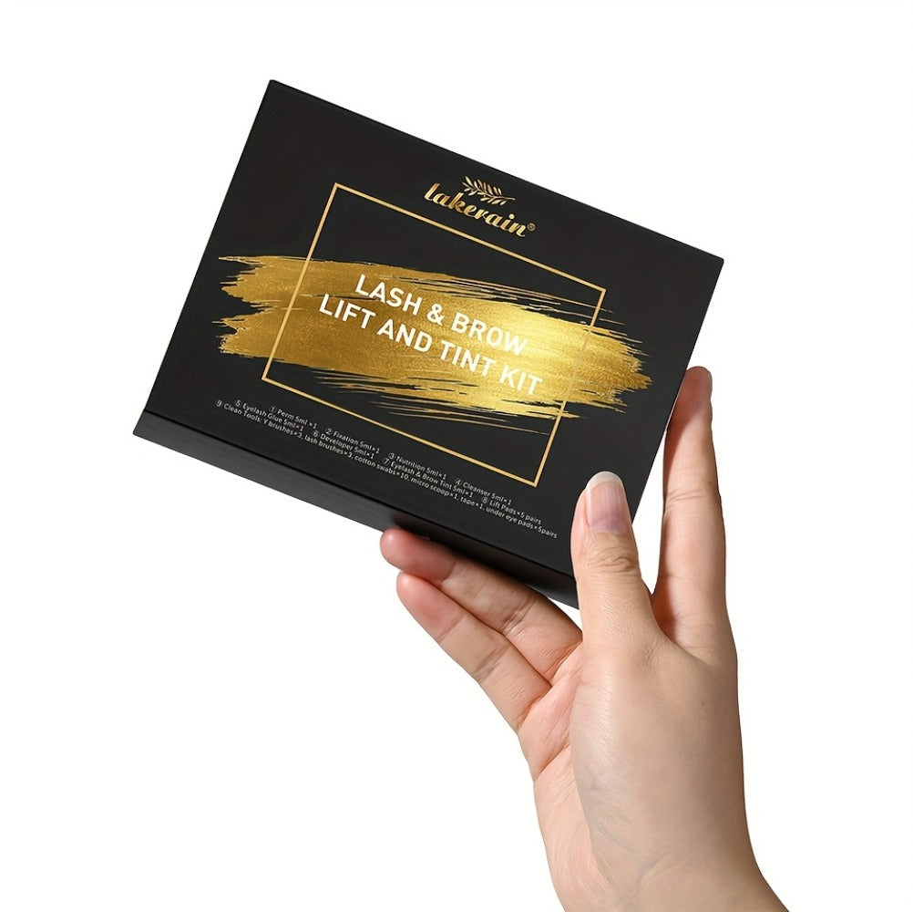 Lash Lift Kit & Brow Lamination Tint Set, 2-in-1 Eyelash Perm & Eyebrow Lamination with Black Brown Tint Dye
