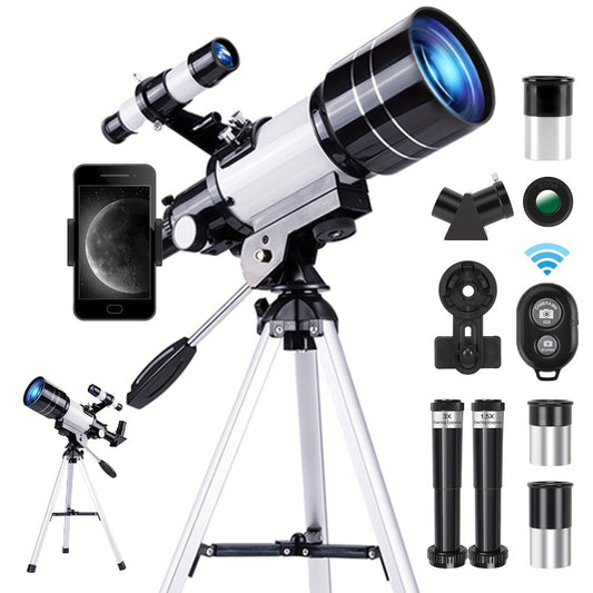 150X Telescope 70mm Aperture for Adults High Power Portable Monocular with Tripod Phone Holder Eyepiece Barlow Lens for Stargazing Nature