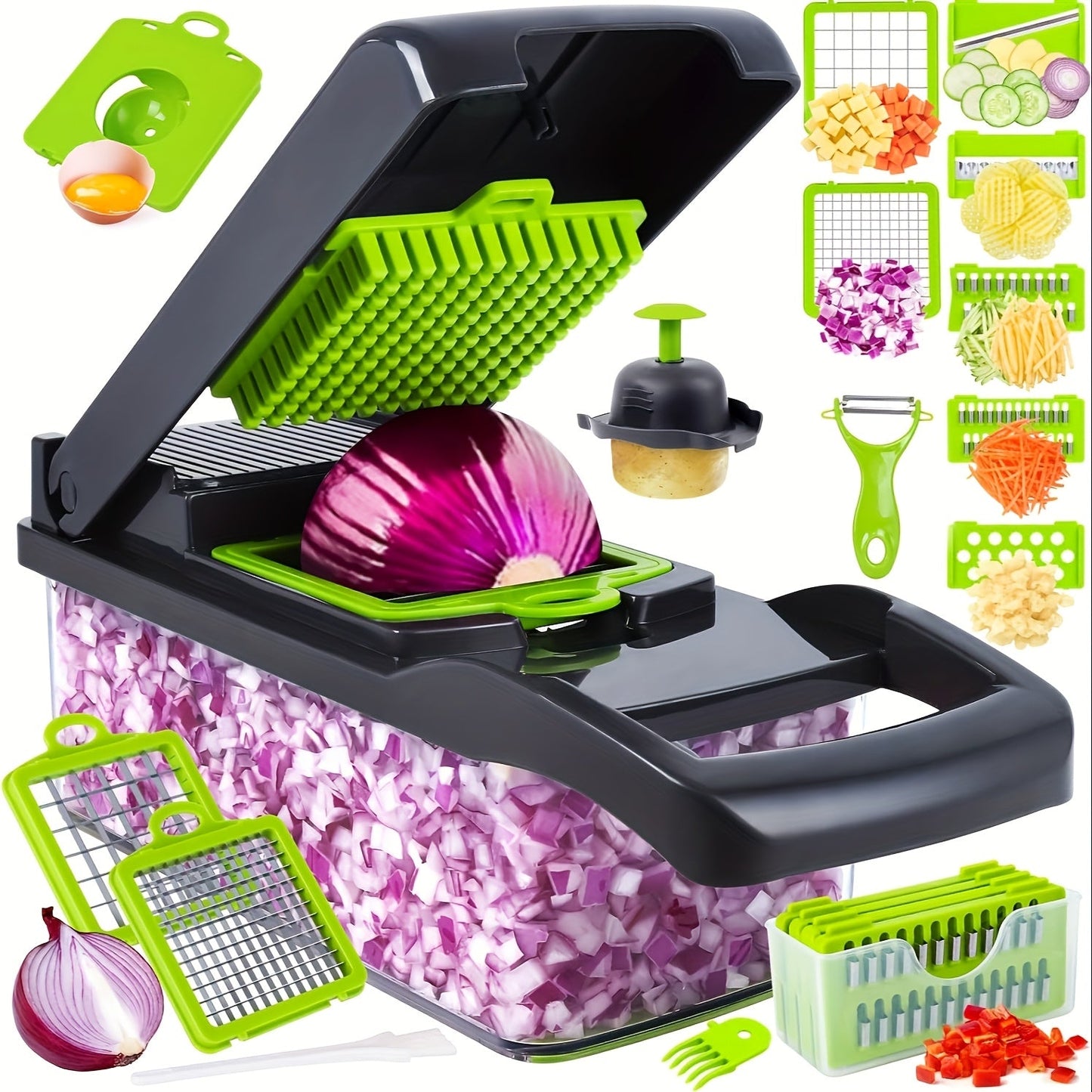 Vegetable Chopper 16-in-1 Multifunctional Food Chopper Slicer & Dicer for Bath Time, Home Spa and Personal Care
