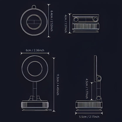 360° Rotating Magnetic Phone Holder 4-Pack – Foldable & Extendable Universal Wall Mount for Car, Bathroom