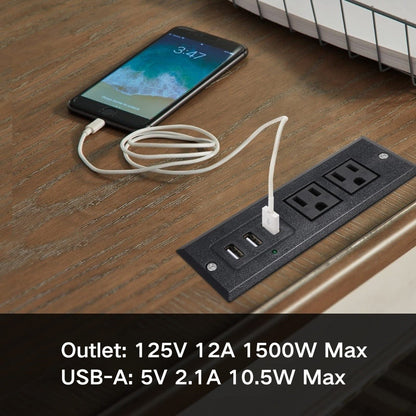 Recessed Power Strip Flush Mount Desk Outlet - 2 AC Outlets & 3 USB-A Ports for an Everyday Personal Care Routine