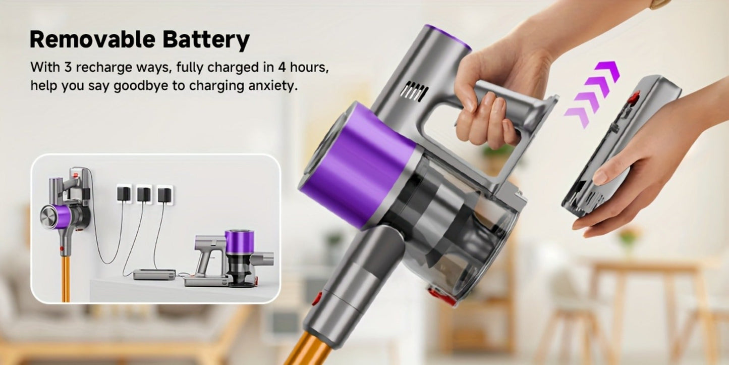 Cordless Vacuum Cleaner 58Kpa Strong Suction 6-in-1 Rechargeable Stick Vacuum for Entryways, Bedrooms and Living Spaces