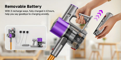 Cordless Vacuum Cleaner 58Kpa Strong Suction 6-in-1 Rechargeable Stick Vacuum for Entryways, Bedrooms and Living Spaces